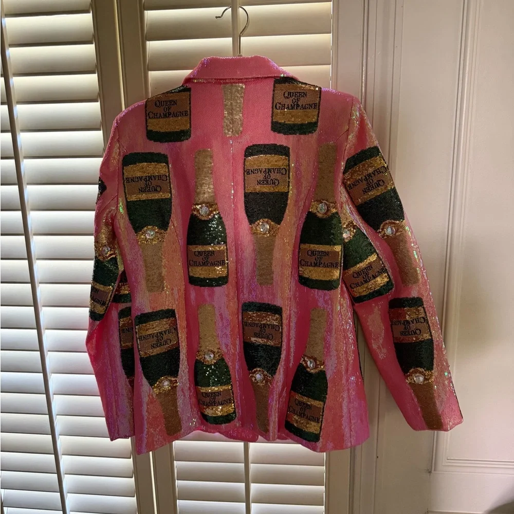 Queen of Sparkles Pink and Gold Sequin Blazer size M worn twice - Picture 4 of 8